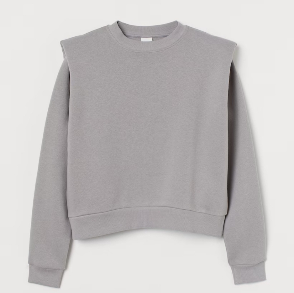 H&M Light Gray Padded-Shoulder Sweatshirt